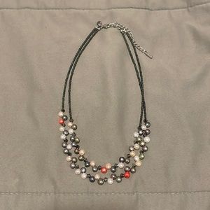 Lia Sophia multi-color pearl and grey beaded necklace
